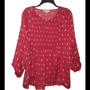 1X Serengeti floral smocked blouse